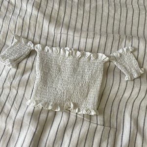 Smocked White crop top / XS